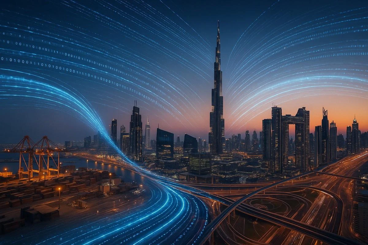 Dubai smart city with connected digital data flows